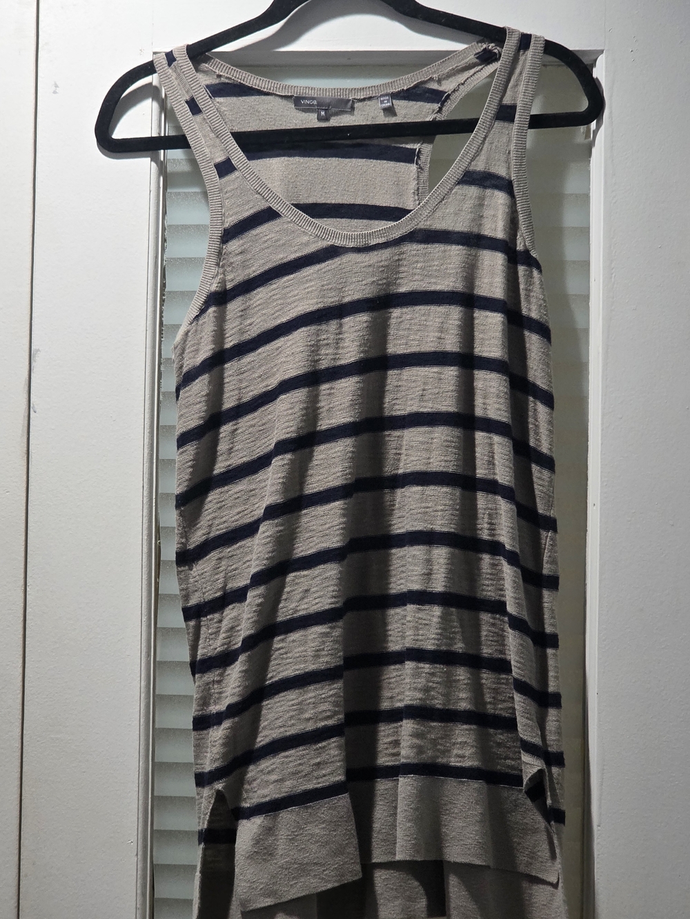 Vince Striped Tank Top - Beige and Navy